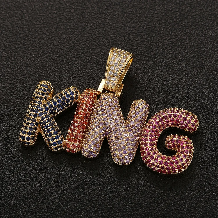 Custom Name Colourful Bubble Letters Pendant Personalized Necklaces