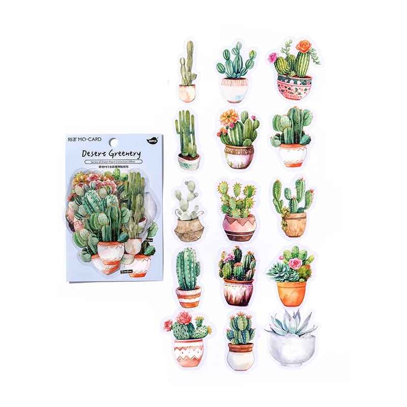 Journalsay 30 Sheets Vintage Watercolor Flower PET Sticker