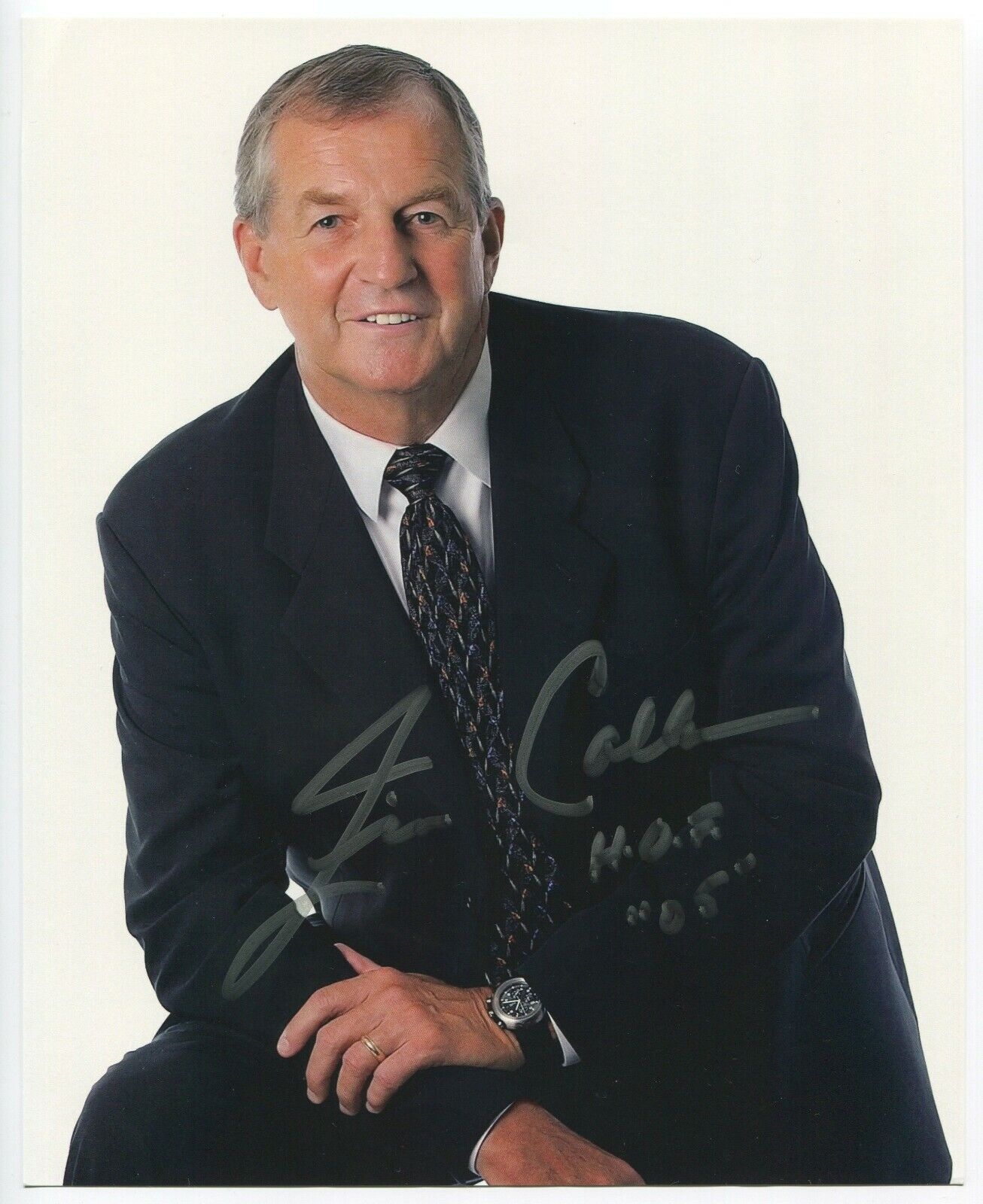 Jim Calhoun Signed 8x10 Promo Photo Poster painting Autographed Signature Basketball Coach