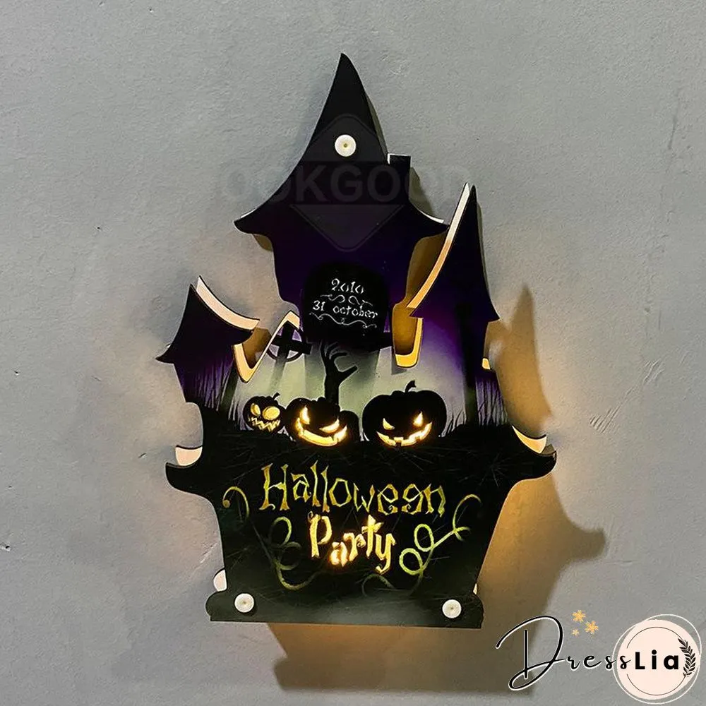 Wooden Halloween Themed LED Light For Holiday Decoration
