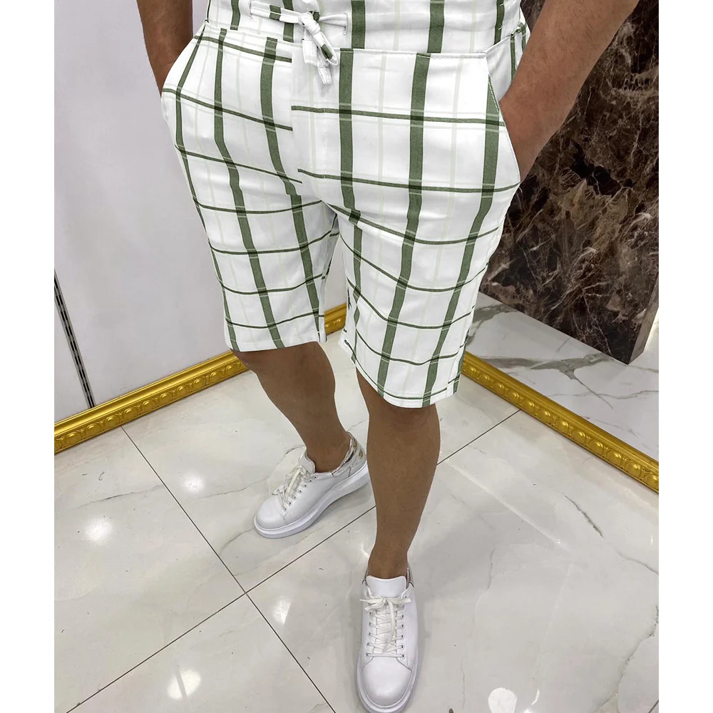 Men's Plaid Striped Casual Shorts Chino Lightweight Short Pant