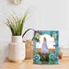 Floral Special Shape Diamond Painting Photo Frame Home Decor Gift (Flower Blue)