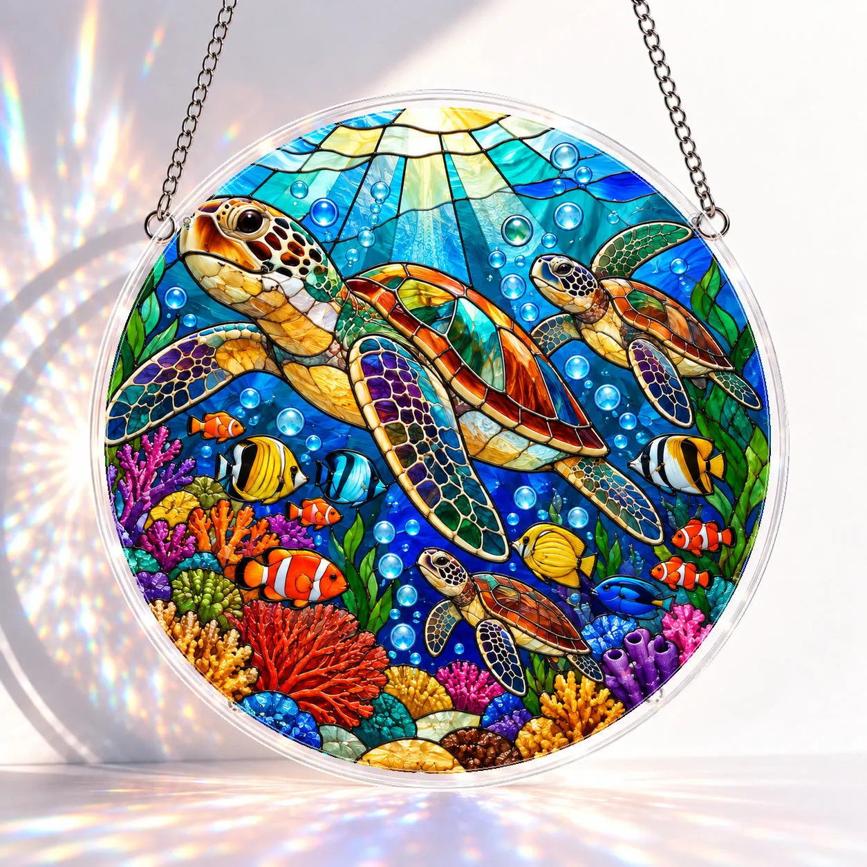 Sea Turtle Reef Stained Glass Suncatcher Puzzle