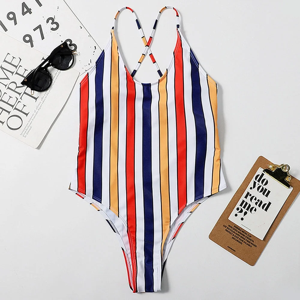 2021 women Swimwear Sexy high cut one piece swimsuit Backless swim suit Black White Red  thong Bathing suit female Monokini 2741
