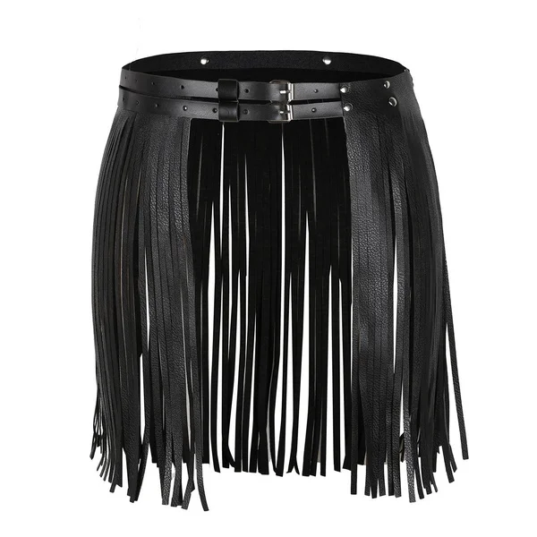 Summer Fashion Women One Size Short Skirts Female High Waist Faux Leather Soft Pu Skirts With Tassels