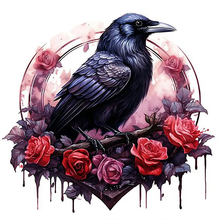 Rose And Mysterious Crow 30*30CM (Canvas) Full Round Drill Diamond Painting gbfke
