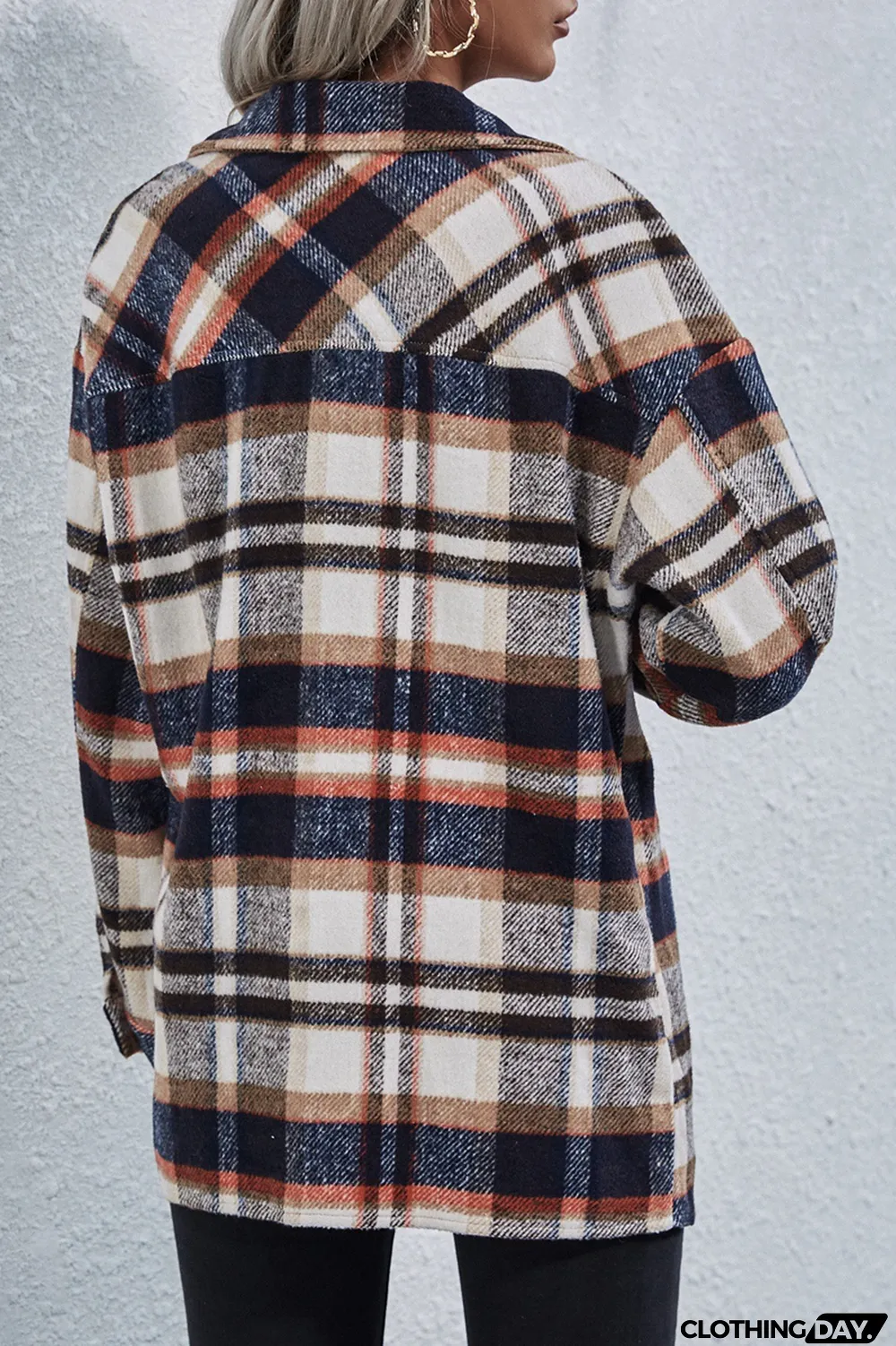 Long Sleeve Casual Plaid Woolen Coat