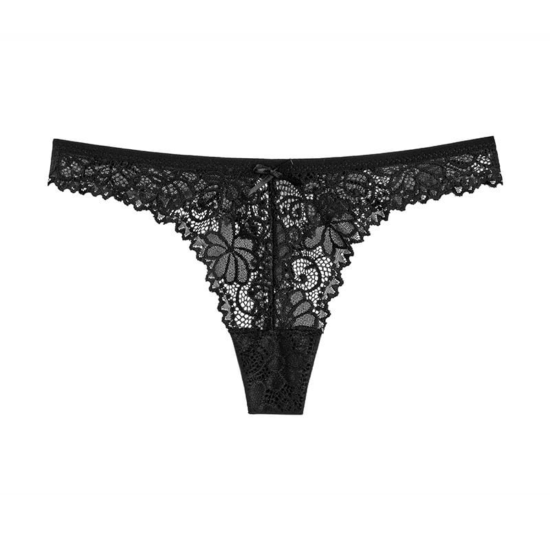 CNIOON Amazing Women Lingerie Lace Embroidery Underwear Femal Sexy T-back Thong Sheer Panties Hollow out Transparent Knickers