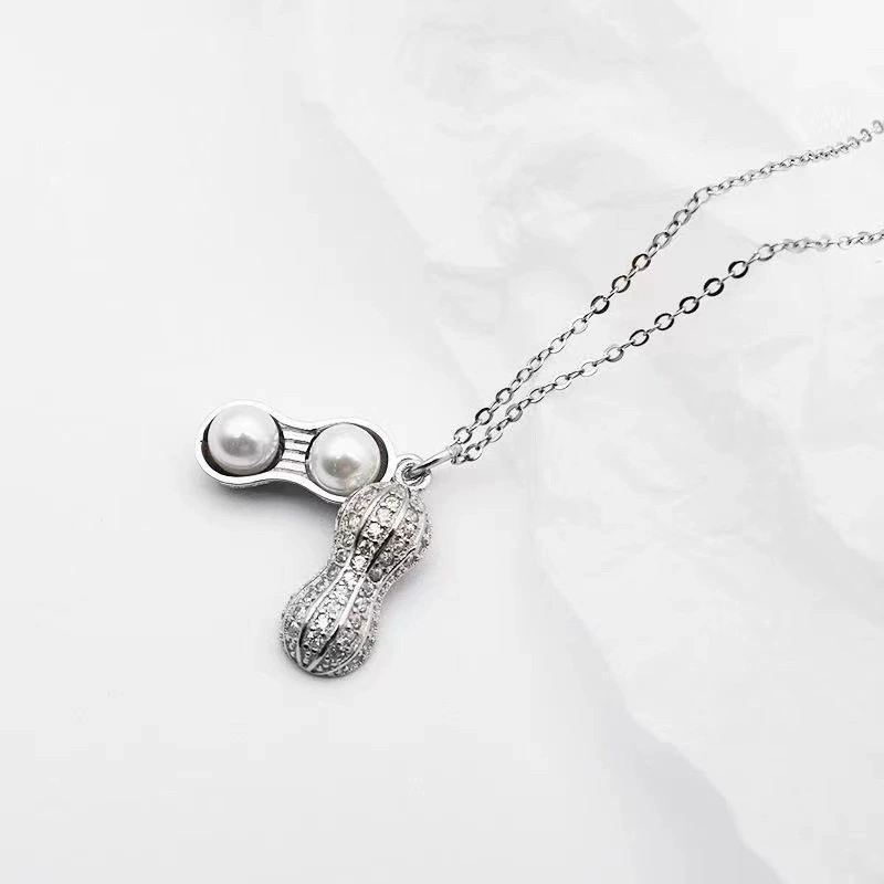 Peanut pearl gold-plated necklace