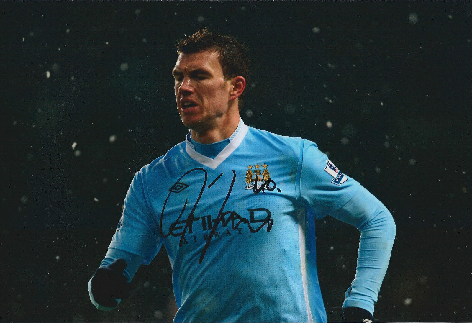 Edin DZEKO SIGNED COA Autograph 12x8 Photo Poster painting AFTAL Man City Premier League