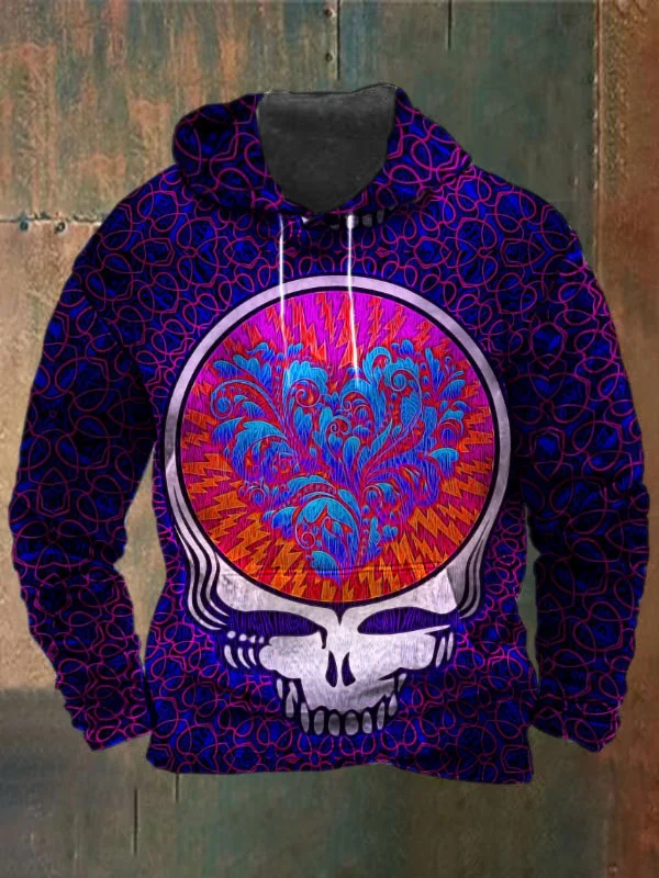 Unisex Skull Print Heavyweight Hoodies