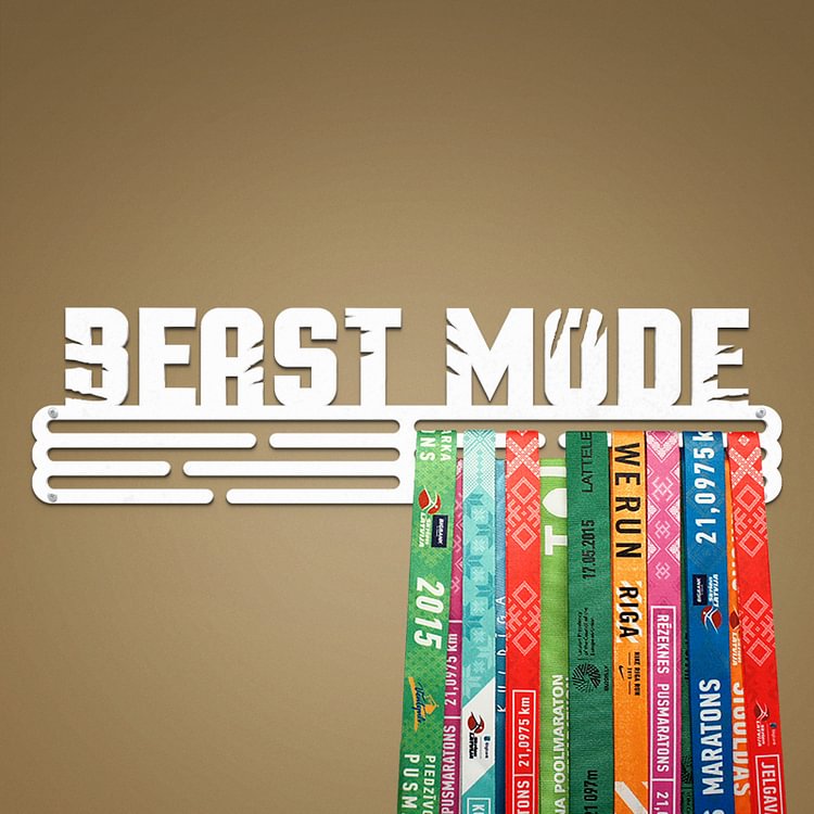 BEAST MODE Medal Hanger Display – Powder coated (matte white) – Large / 430mm / 48 Medals