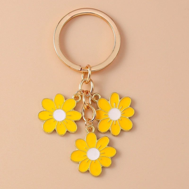 Sweet Flower Alloy Enamel Keychain