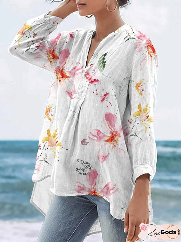 Floral Loosen Casual Long Sleeve Tops