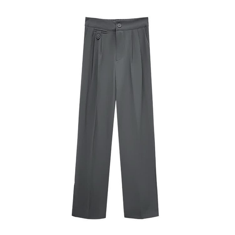 High Waist Wide Leg Pure Color Drape Suit Pants - Modakawa modakawa