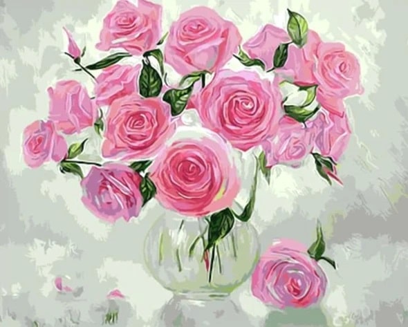 

Pink Peony Roses – Paint By Numbers - 40*50CM, 501 Original