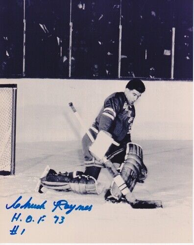 Chuck Rayner Signed New York Rangers 8x10 Photo Poster painting - Deceased 2002 - Hall of Fame