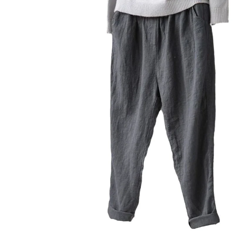 Uveng Uveng Women's Art And Art Van Cotton Linen Women's Trousers New Loose Thin Casual Linen Halon Pants Solid Color