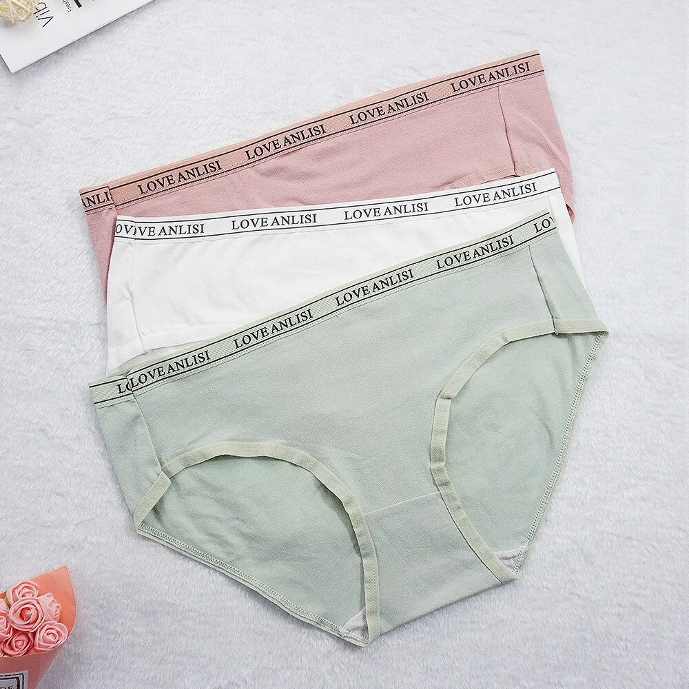 Billionm Women's Underwear Cotton Panty Sexy Panties Female Underpants Solid Color Letter Intimates Lingerie