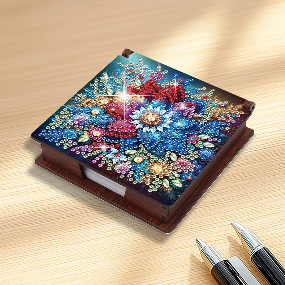 Wood Flower Diamond Painting Memo Pad Holder Mosaic Kit for Home Office