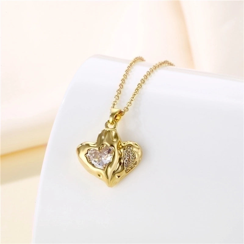 Stainless Steel Titanium Steel 18K Gold Plated Korean Style Plating Inlay Sector Star Flower Zircon Pendant Necklace