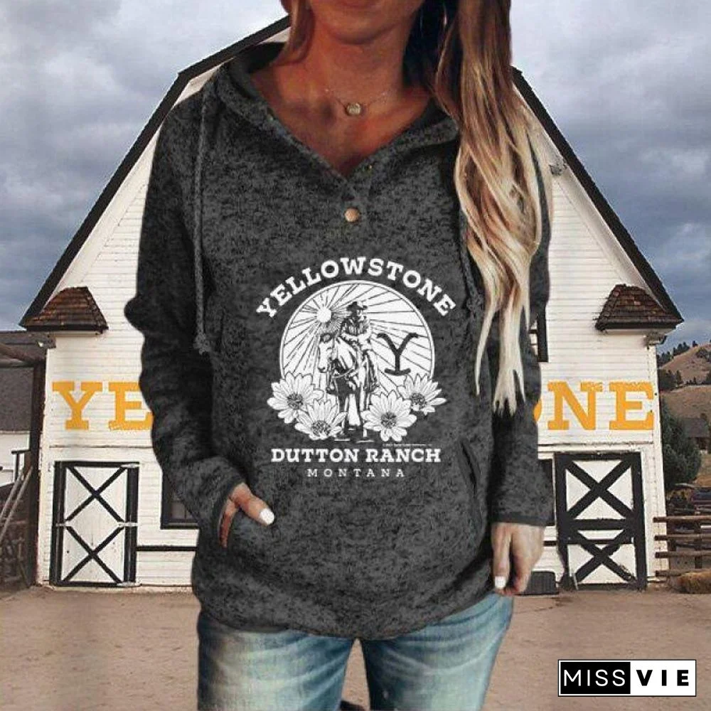 Printed Leisure Long Sleeve Hoodie