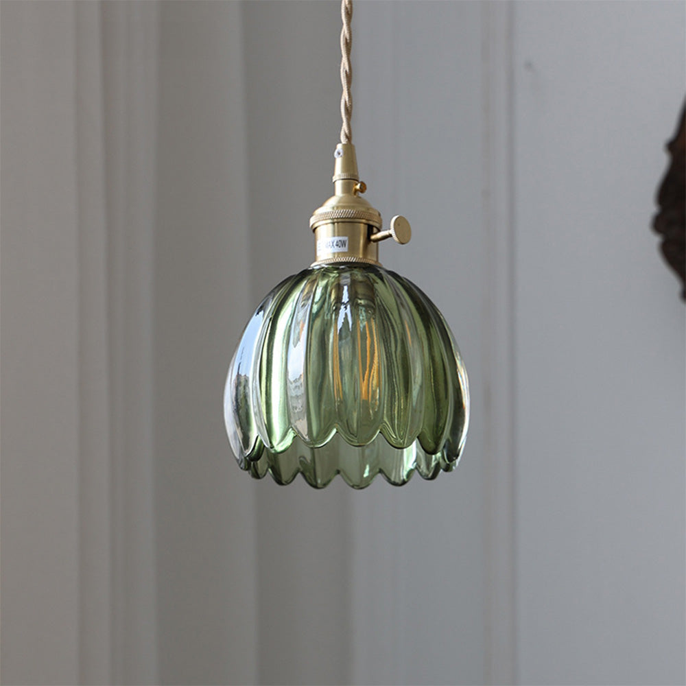 Retro Flower Glass Pendant Light