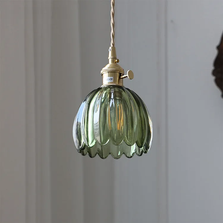 Retro Flower Glass Pendant Light