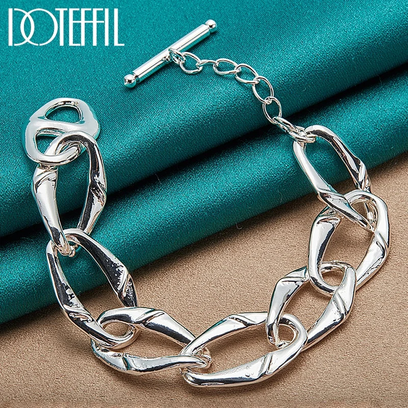 925 Sterling Silver Brand Design 20cm Chain Bracelet For Man Women Jewelry