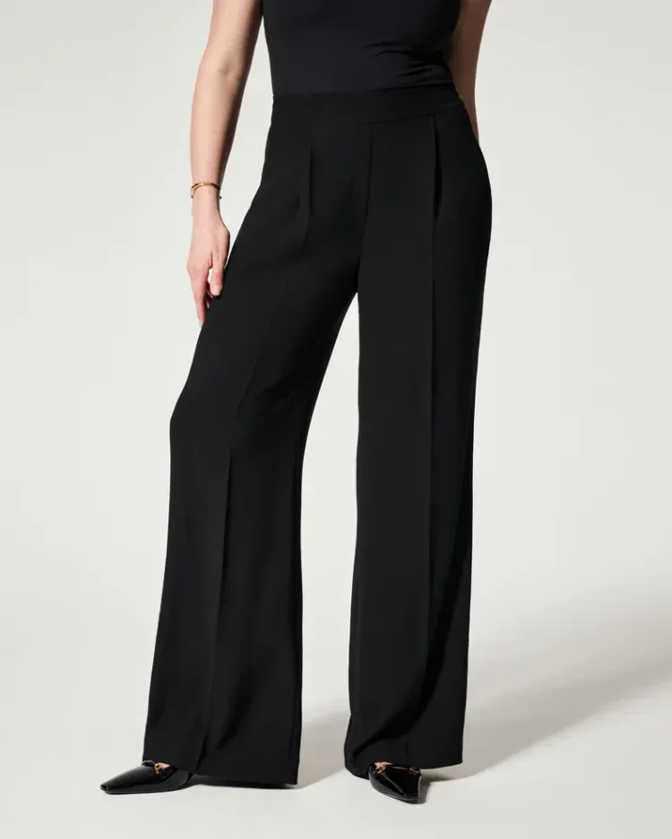 Crepe Pleated Pants