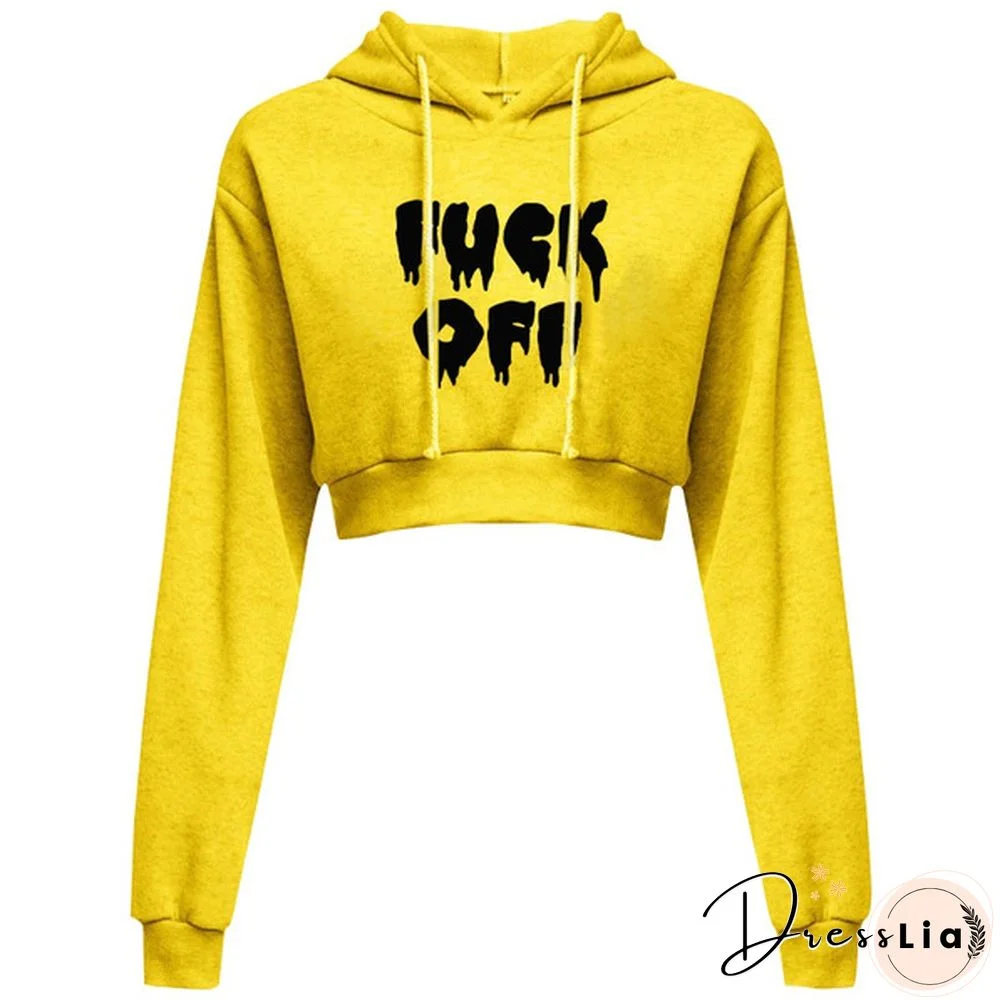 Fashion Womens Sexy Casual Long Sleeve Hooded Short Sweatshirt Plain Crop Tops Pullover Hooded Sweatshirt Cropped Hoodie