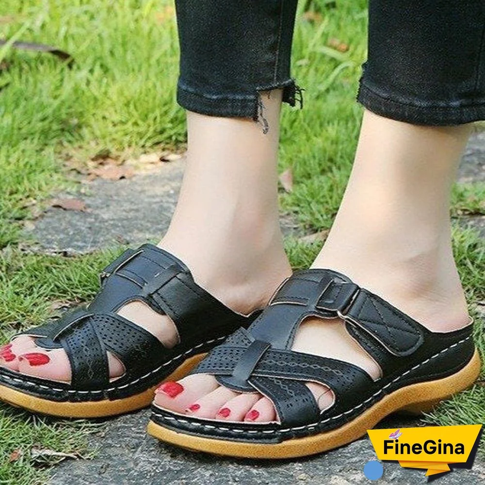Women'Casual Cutout Leather Sandals