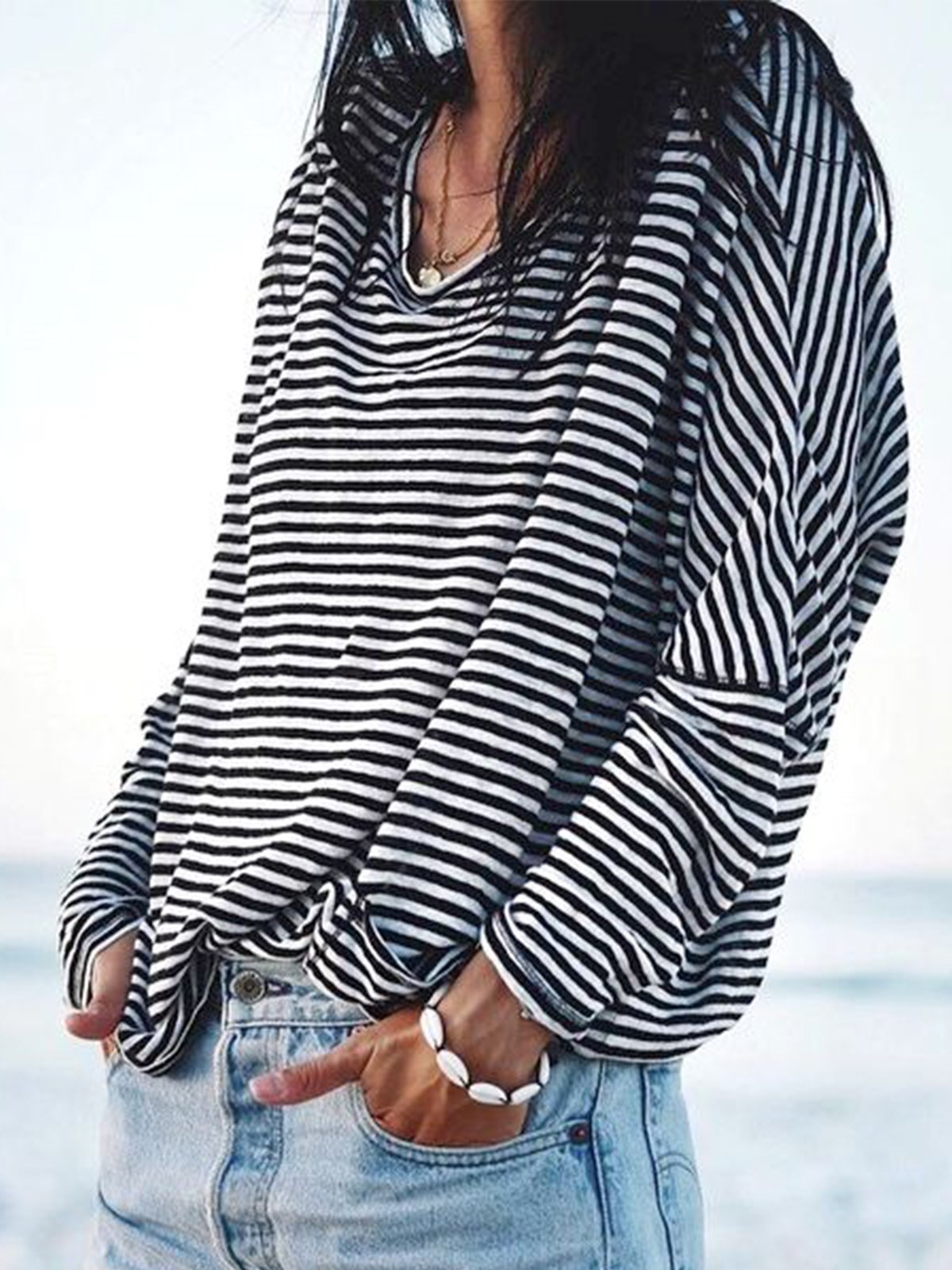 Casual Cotton Striped Shirts & Tops