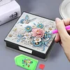 PU Flower Diamond Painting Notecard Box with 160 Sheets of Paper for Adults