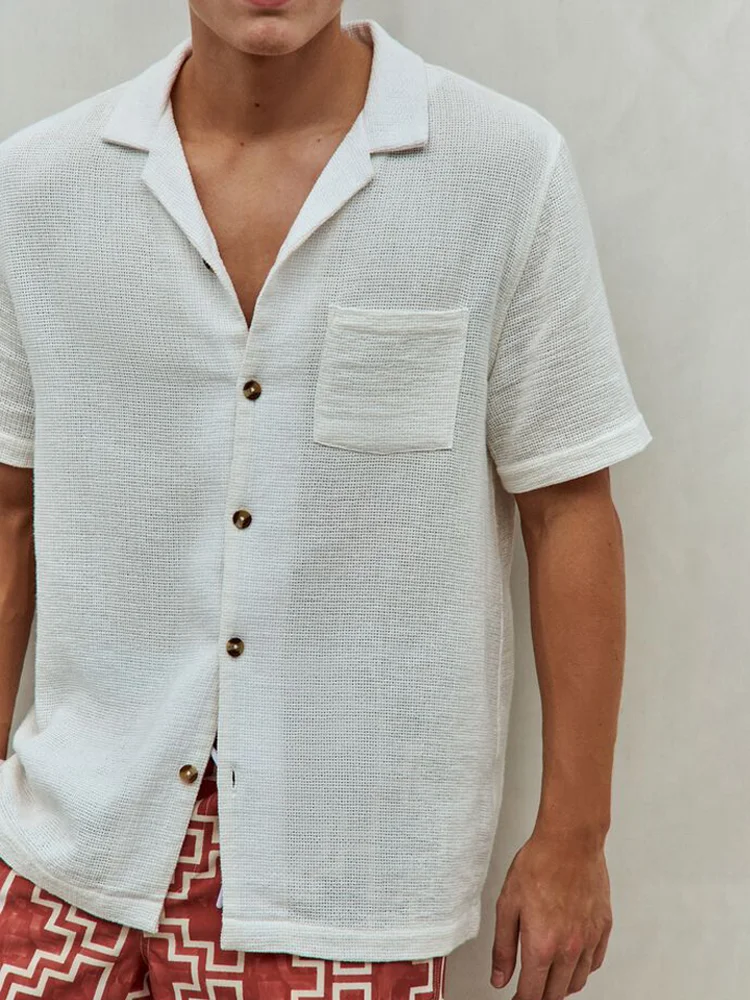 Men's Japanese Art Loose Linen Short Sleeve Shirt
