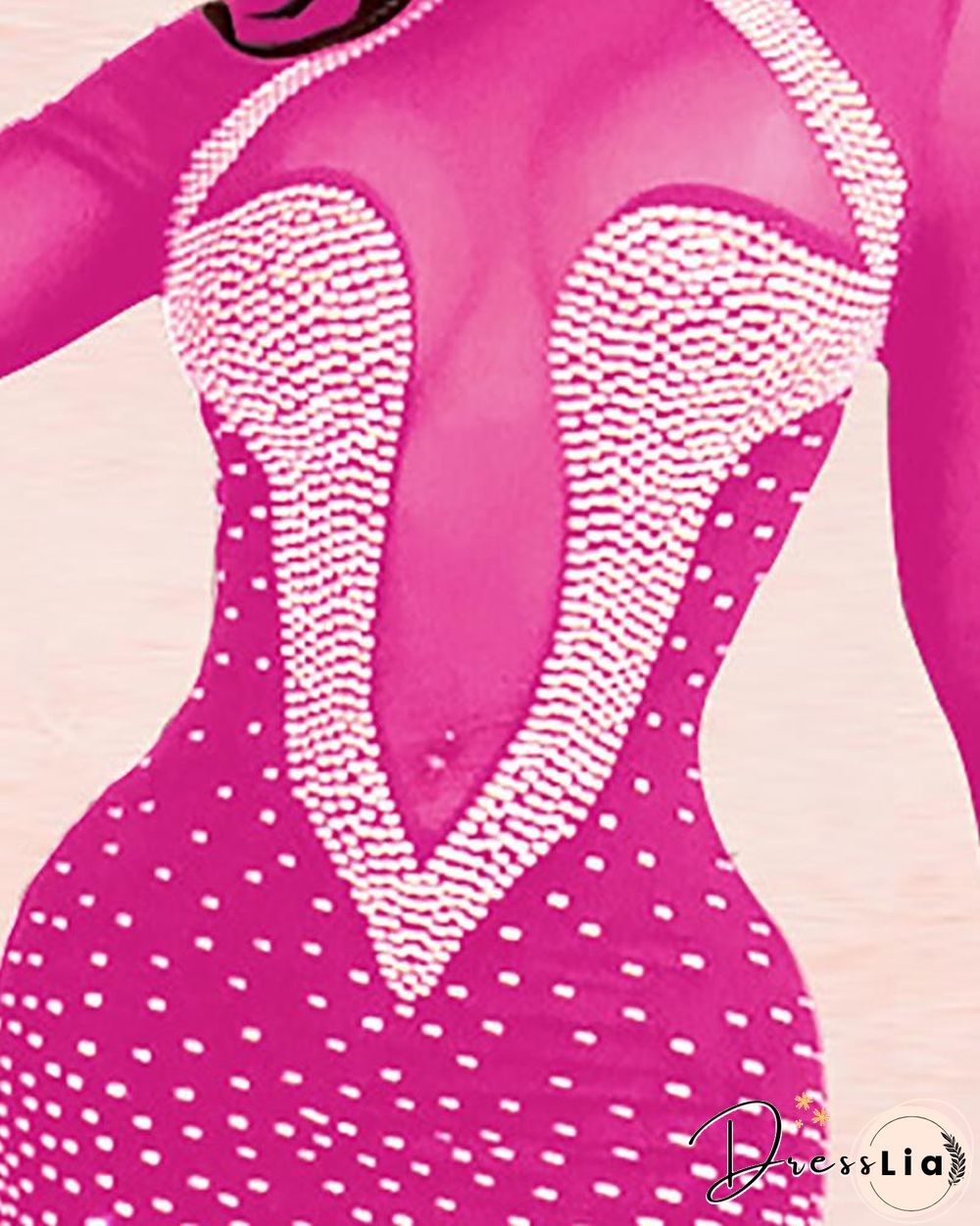 See Through Hot Stamping Bodycon Dress