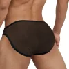Men's Low Waist Sexy Ice Silk Transparent Large Pouch Briefs