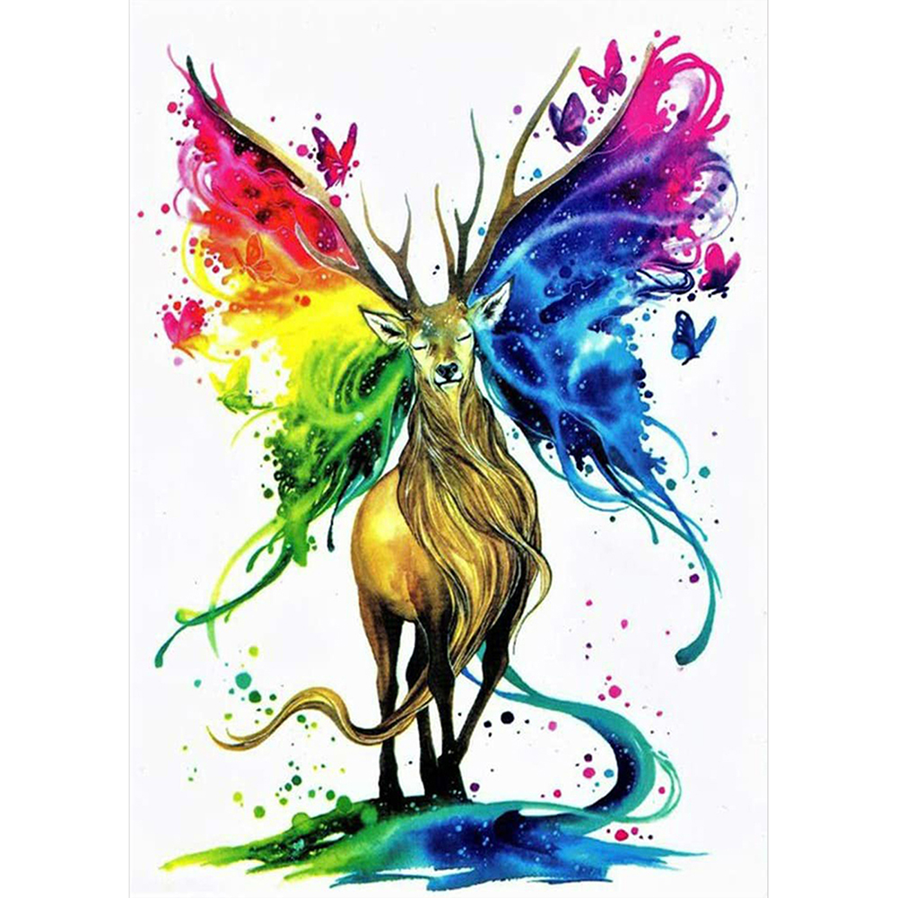 

30*40CM - Round Drill Diamond Painting - Colorful Elk, 501 Original