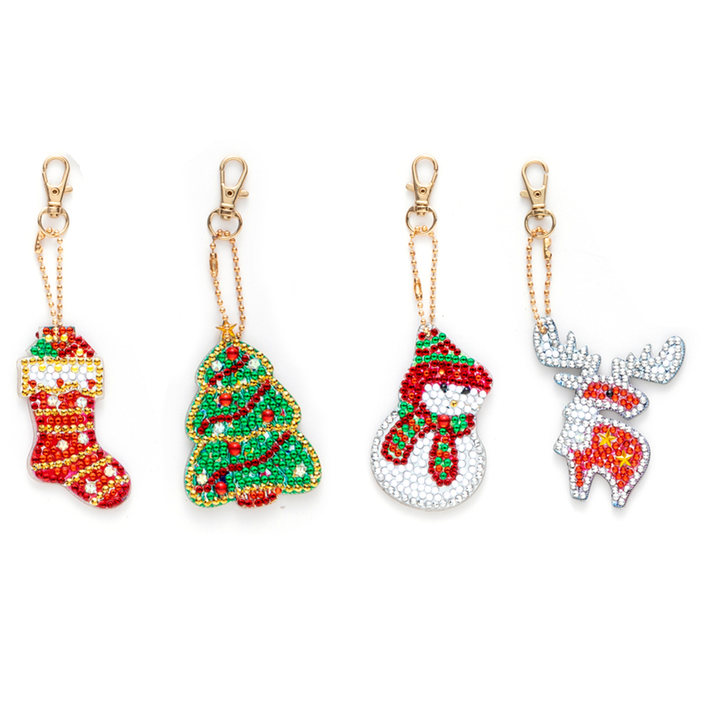 

4pcs Christmas - 5D DIY Craft Keychain, 501 Original