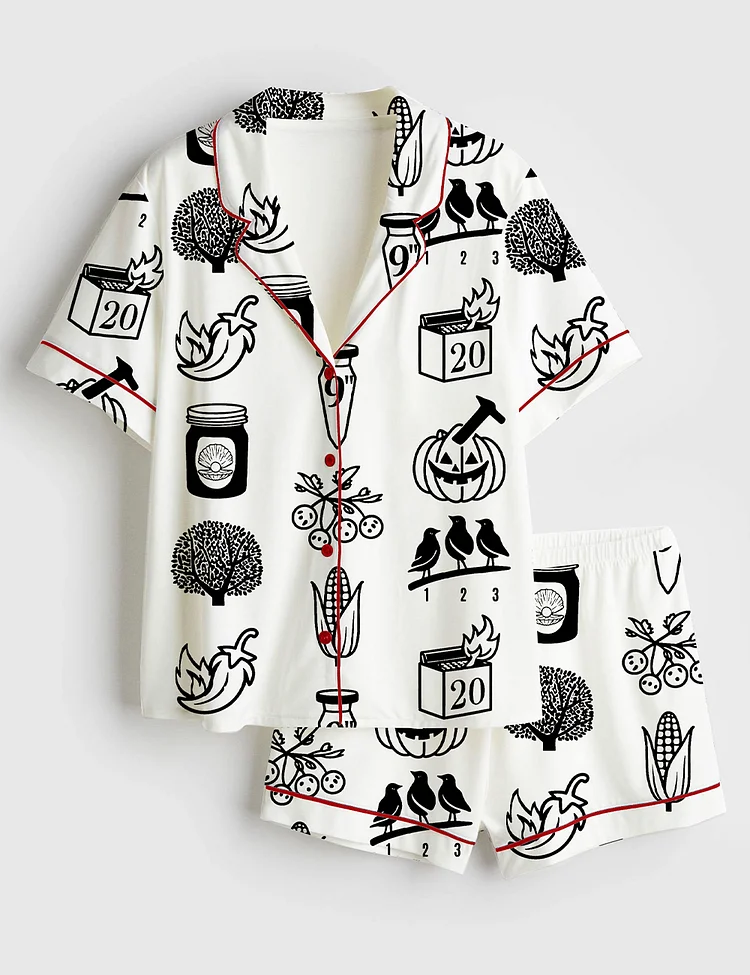 Women&rsquo;s 90s Rock Icons Grunge Style Retro Music Rock Band Print Short Sleeve Satin Pajama Set