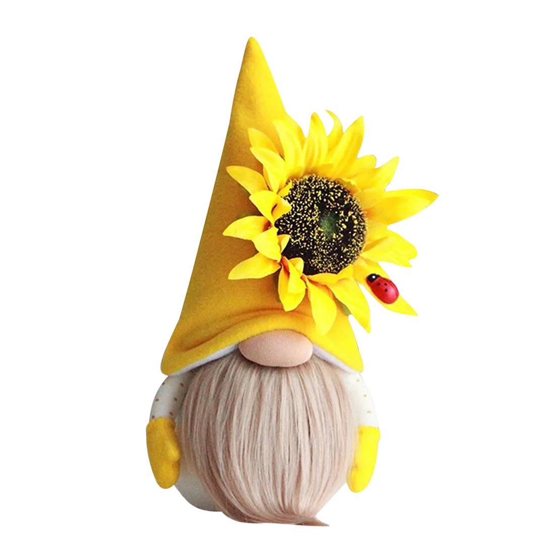Sunflowers Gnome Plush, Faceless Elf Dwarf Tomte Doll Ornaments (Yellow)