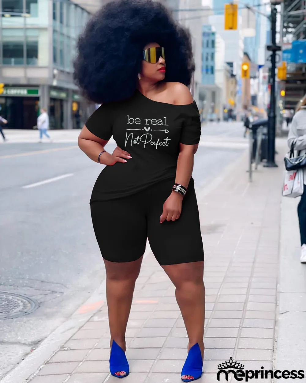 Plus Size Casual Letter Print Short Sleeve Shorts Two Piece Sets