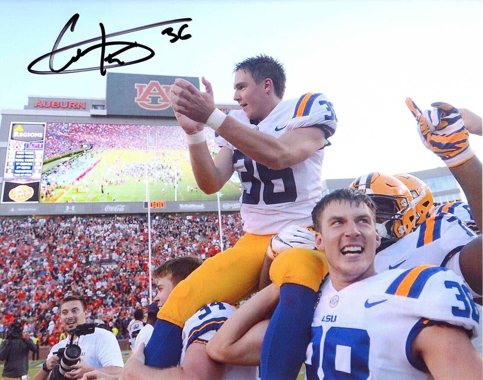 Cole Tracy LSU Tigers Game Winning Kick Reprinted autographed signed 8x10 Photo Poster painting#