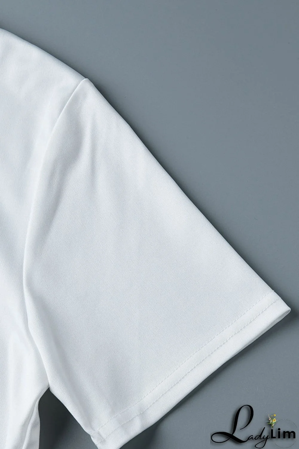 White Fashion Casual Print Basic O Neck Short Sleeve Two Pieces