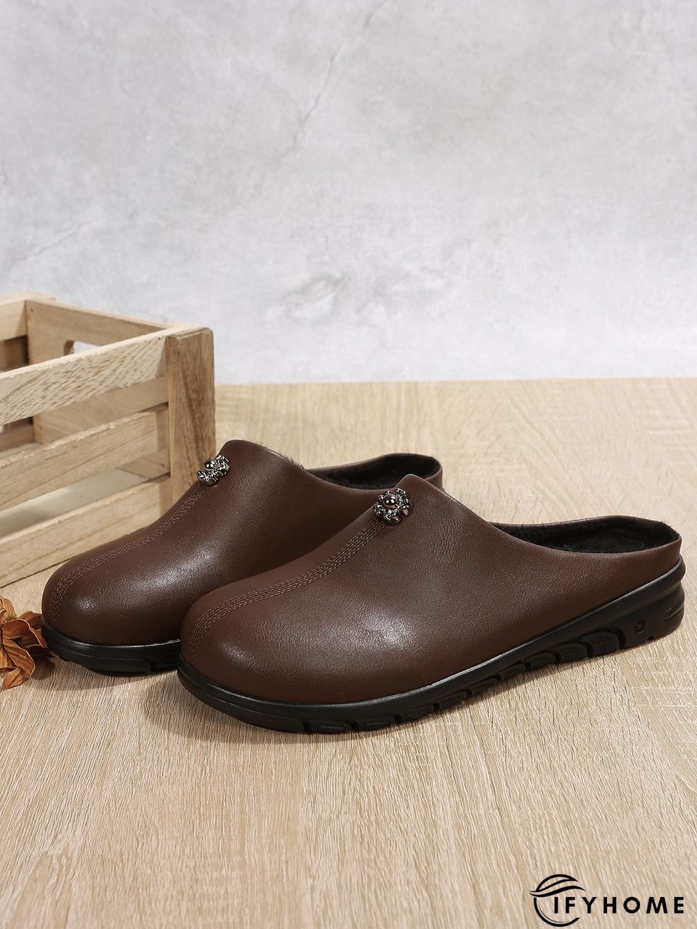 Vintage  Plain Color Non-Slip Flat Mules | IFYHOME