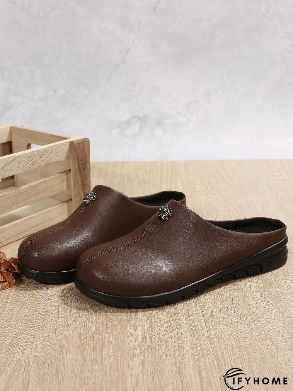 Vintage  Plain Color Non-Slip Flat Mules | IFYHOME