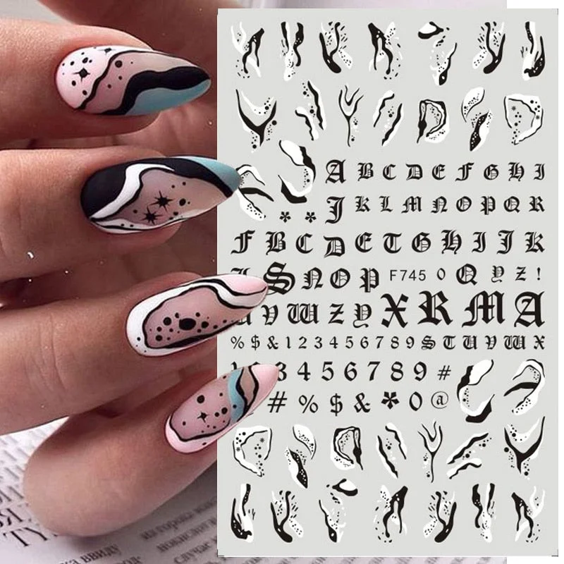The New 3D Nail Sticker Cool English Letter Stickers For Nail Foil Love Heart Design Nails Accessories Fashion Manicures Sticker