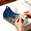 DIY Diamond Art Tissue Box Holder Wolf PU Leather Diamond Art Desktop Organizer Resin Rhinestone Storage Organizers Gem Art Home Office Decor Craft Gift