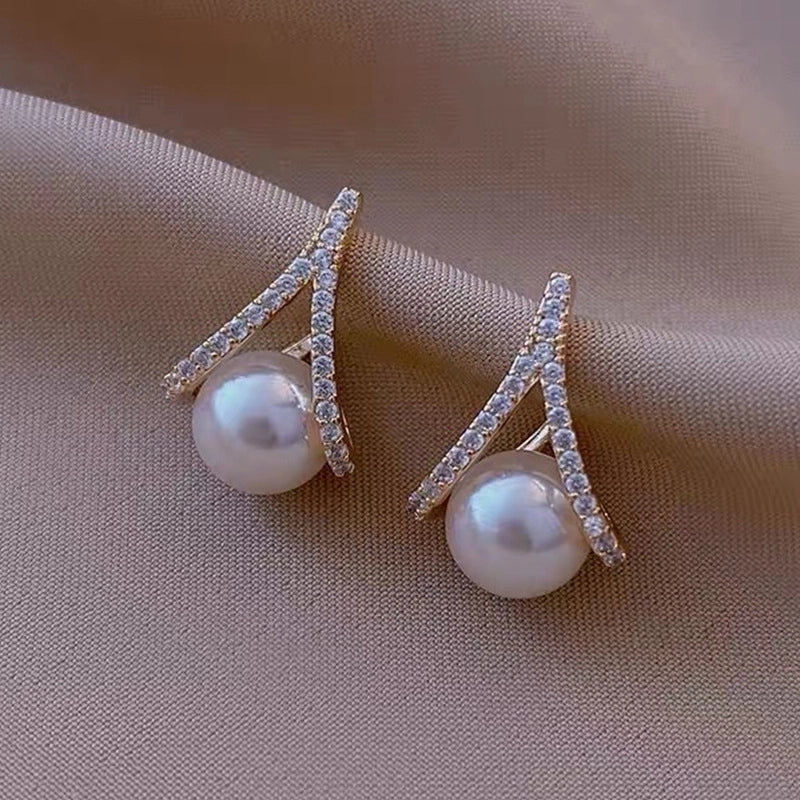 1 Pair Elegant Minimalist Streetwear Flower Bow Knot Plating Inlay Alloy Artificial Pearls Zircon Ear Studs