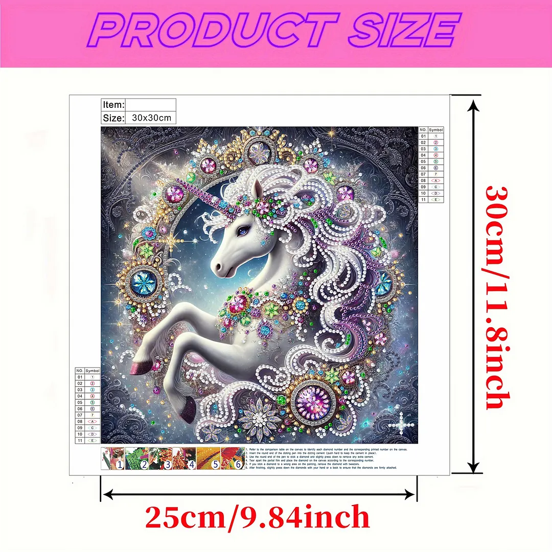 Cartoon Unicorn - Diamond Painting - Partial Special Shaped Drill(Canvas|30*30cm)
